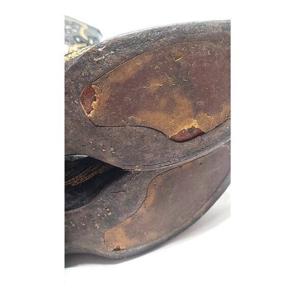 Women's Black and Brown Heeled Boots - Picture 9 of 10